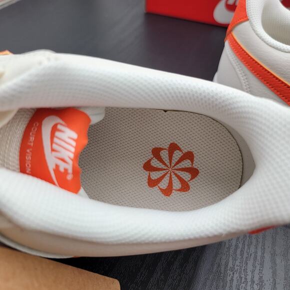 Nike Court Vision Low 'Sail Safety Orange' - Men's 9.5 DH2987-115 - Picture 7 of 10